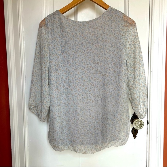 Giusy Italian Silk Blouse Top small Pure 100% Silk Peasant Top NWT Flowers - Picture 2 of 10